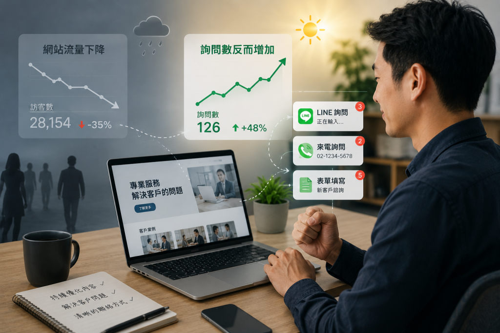 為什麼網站流量下降,但詢問數反而增加?